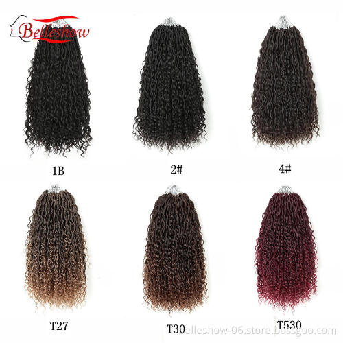 Hot sell Hot Sell New 18inch 24 strands double pack curly faux locs crochet hair goddess locs Crochet Hair River Faux Locs
